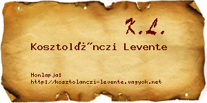 Kosztolánczi Levente névjegykártya